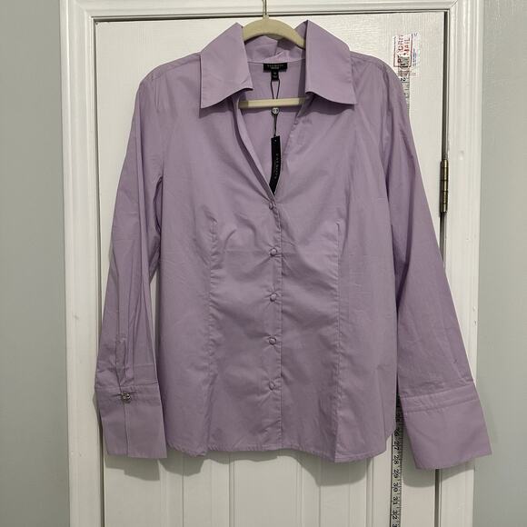 Talbots button down purple shirt size 16 XL Rhinestone Buttons New - Picture 1 of 9